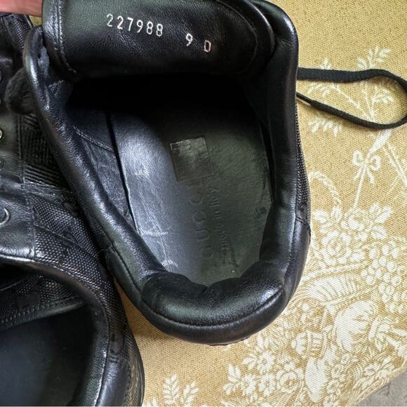 Gucci Men’s GG Guccissima Low Sneakers SKU 227988 Black Size 9 - Picture 11 of 11